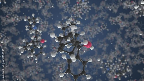 Biperiden molecule. Molecular model. Looping seamless 3d animation photo