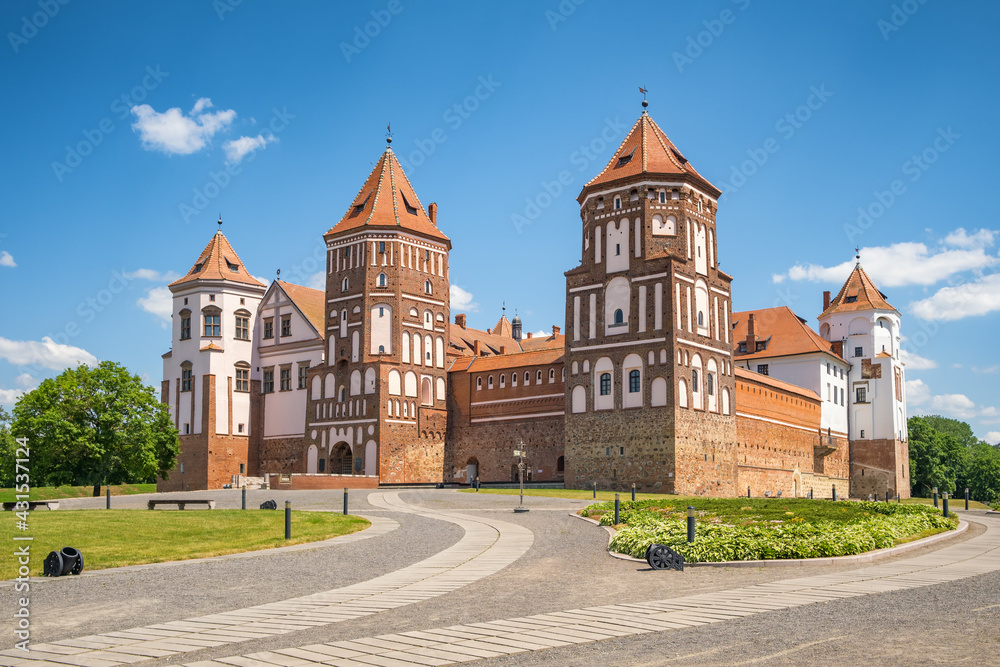 Panorama of the Mir Castle Complex in Mir town, Belarus