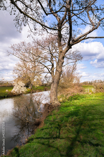 Walking on the Ouse way  Barcombe Mills  England  on a sunny spring afternoon