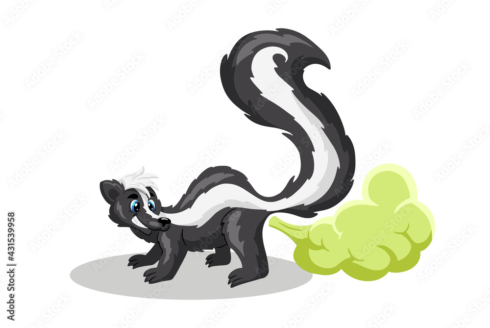 Animals character funny skunk in cartoon style Animals character funny skunk in cartoon style