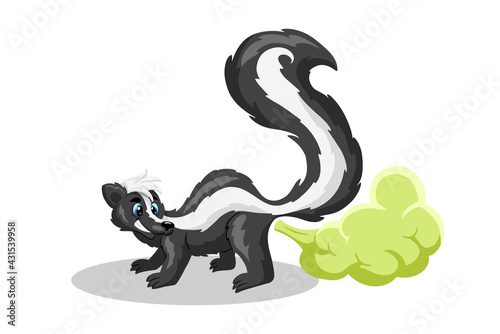 Animals character funny skunk in cartoon style photo