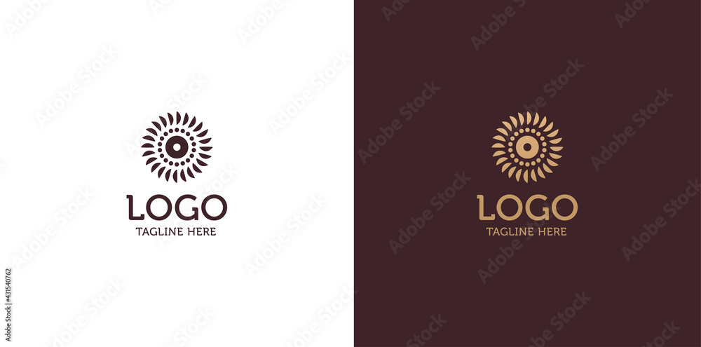 Fototapeta premium Mandala golden flower art oriental, ethnic, arabic luxury logo design