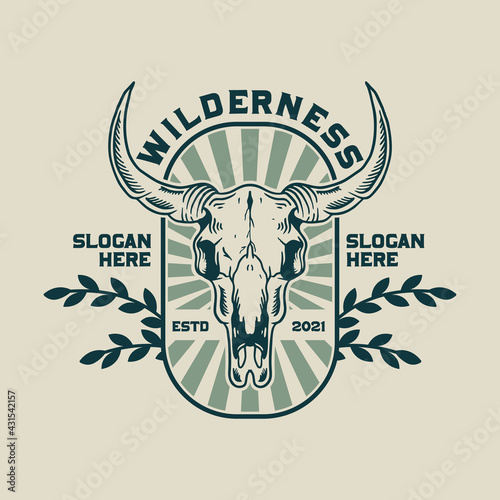 Wilderness buffalo skull logo