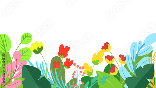 Beautiful colored artificial flowers and grass vector, isolated on white  background,  Vector Illustration EPS 10