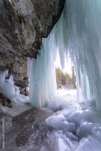 Ice cave called Iskj  rkja on the Tromsaelva River  near the village of F  vang  Norway