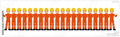 Group of industrial worker on white background