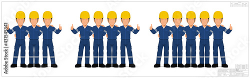Group of industrial worker on white background