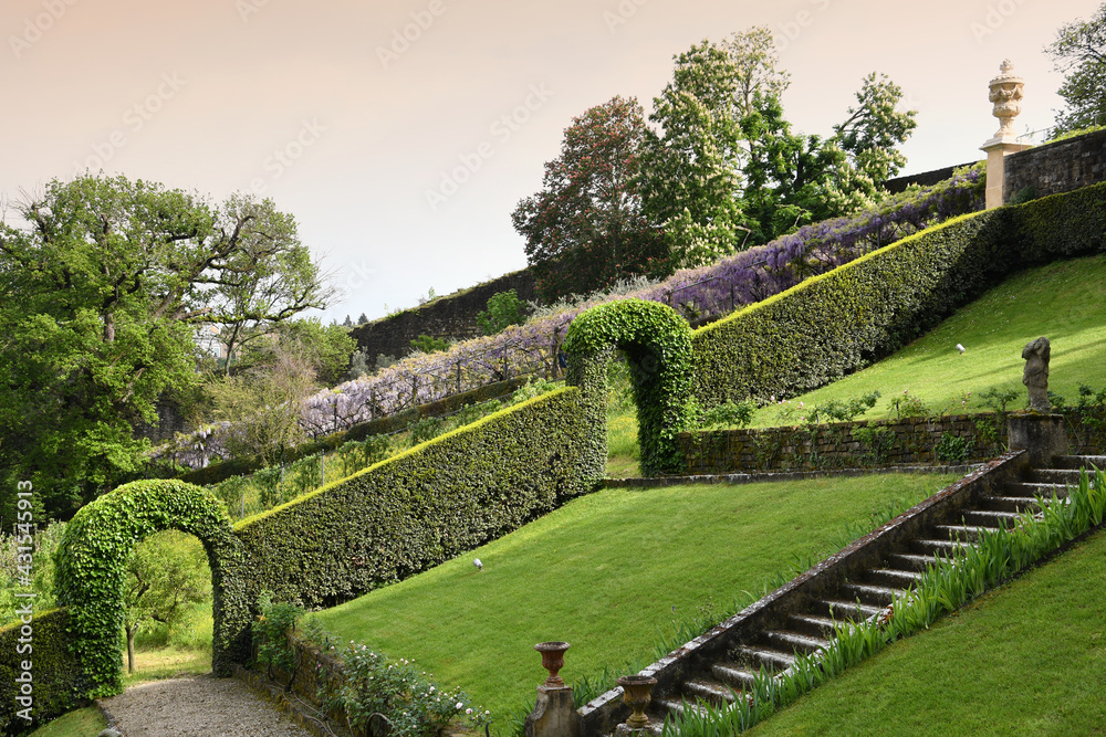 A beautiful garden in Florence near Michelangelo square. Spring season, Italy A beautiful garden in Florence near Michelangelo square. Spring season, Italy