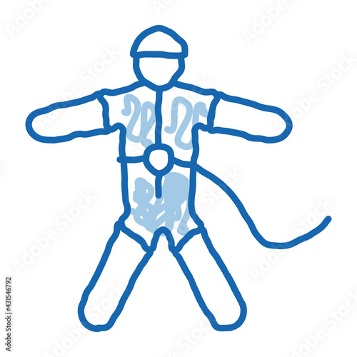 Skydiver with Insurance doodle icon hand drawn illustration