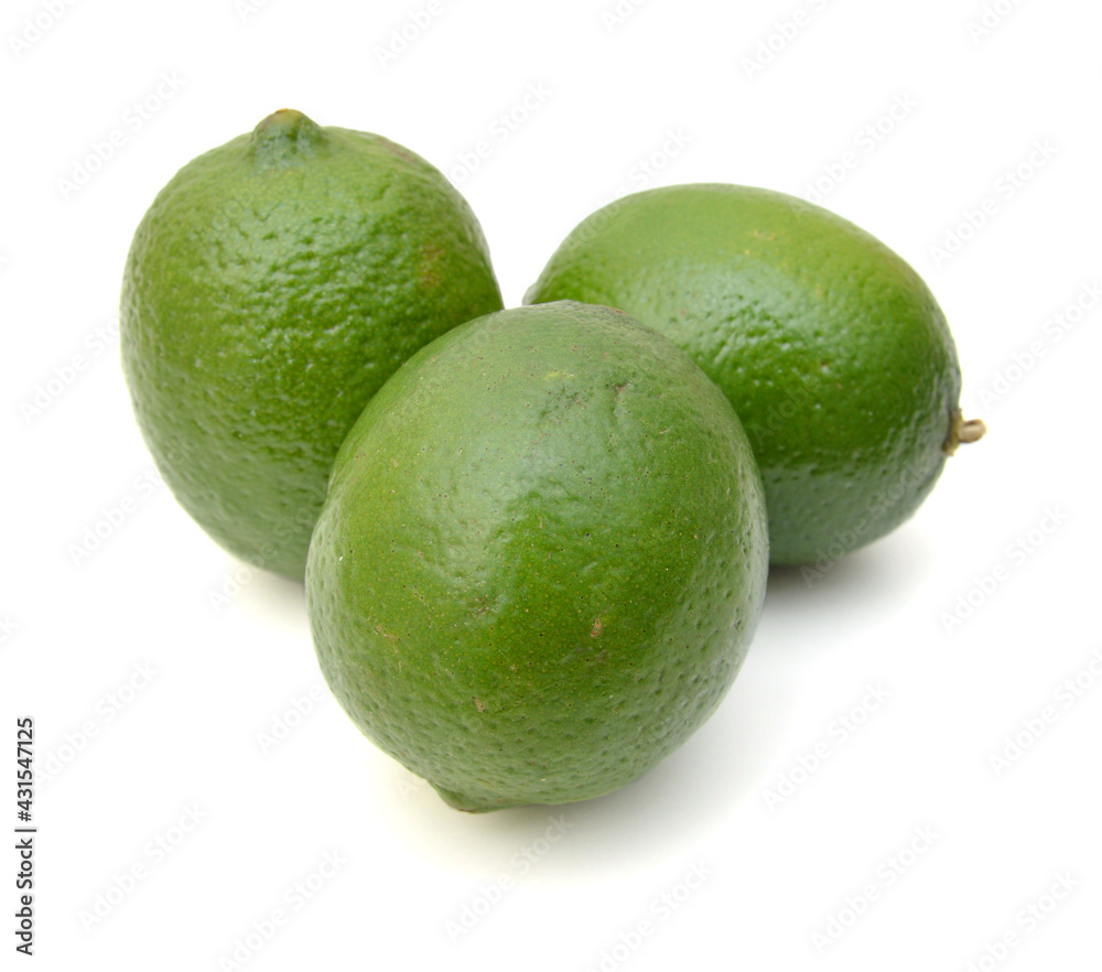Fresh limes Isolated on white background Fresh limes Isolated on white background