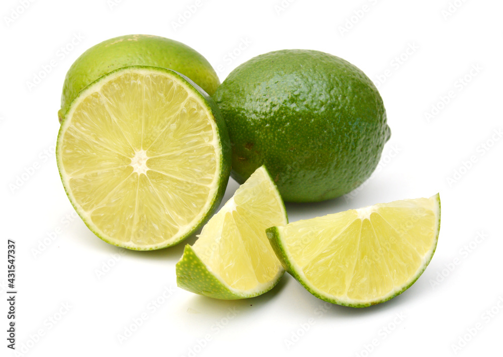 Fresh limes Isolated on white background Fresh limes Isolated on white background