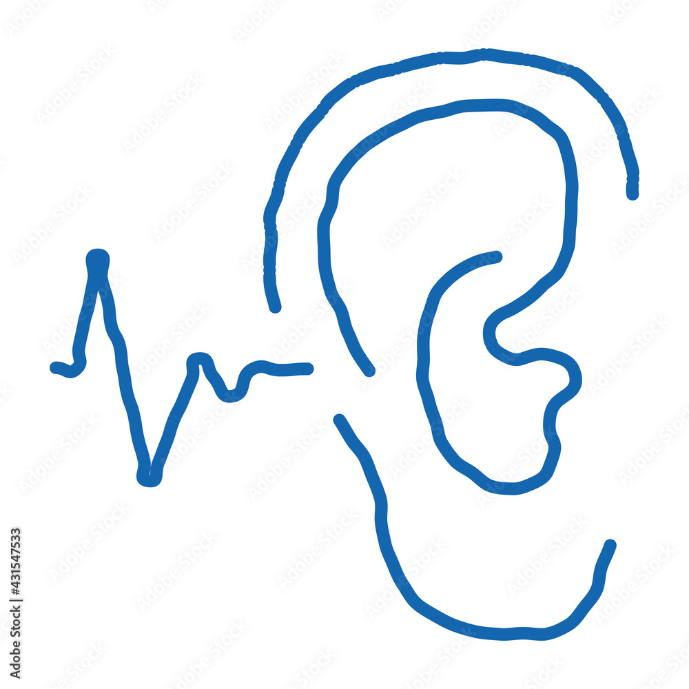 Making Sounds By Ear doodle icon hand drawn illustration Making Sounds By Ear doodle icon hand drawn illustration
