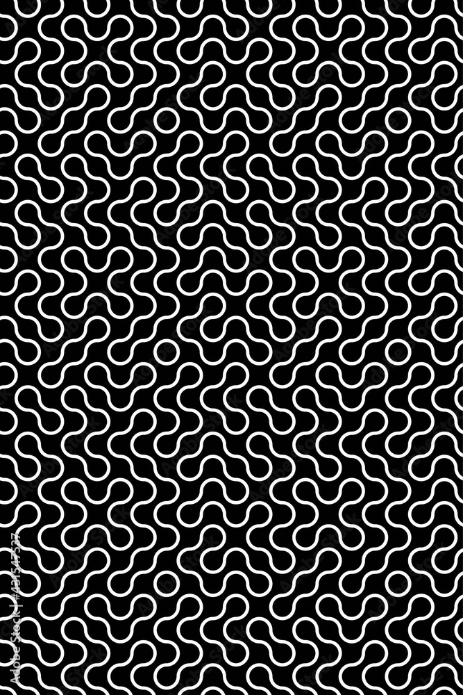 Abstract Black and White Seamless Geometric Pattern with Circles. Tiled Wall in Chessboard Style. Wicker Structural Texture. Raster Illustration Abstract Black and White Seamless Geometric Pattern with Circles. Tiled Wall in Chessboard Style. Wicker Structural Texture. Raster Illustration