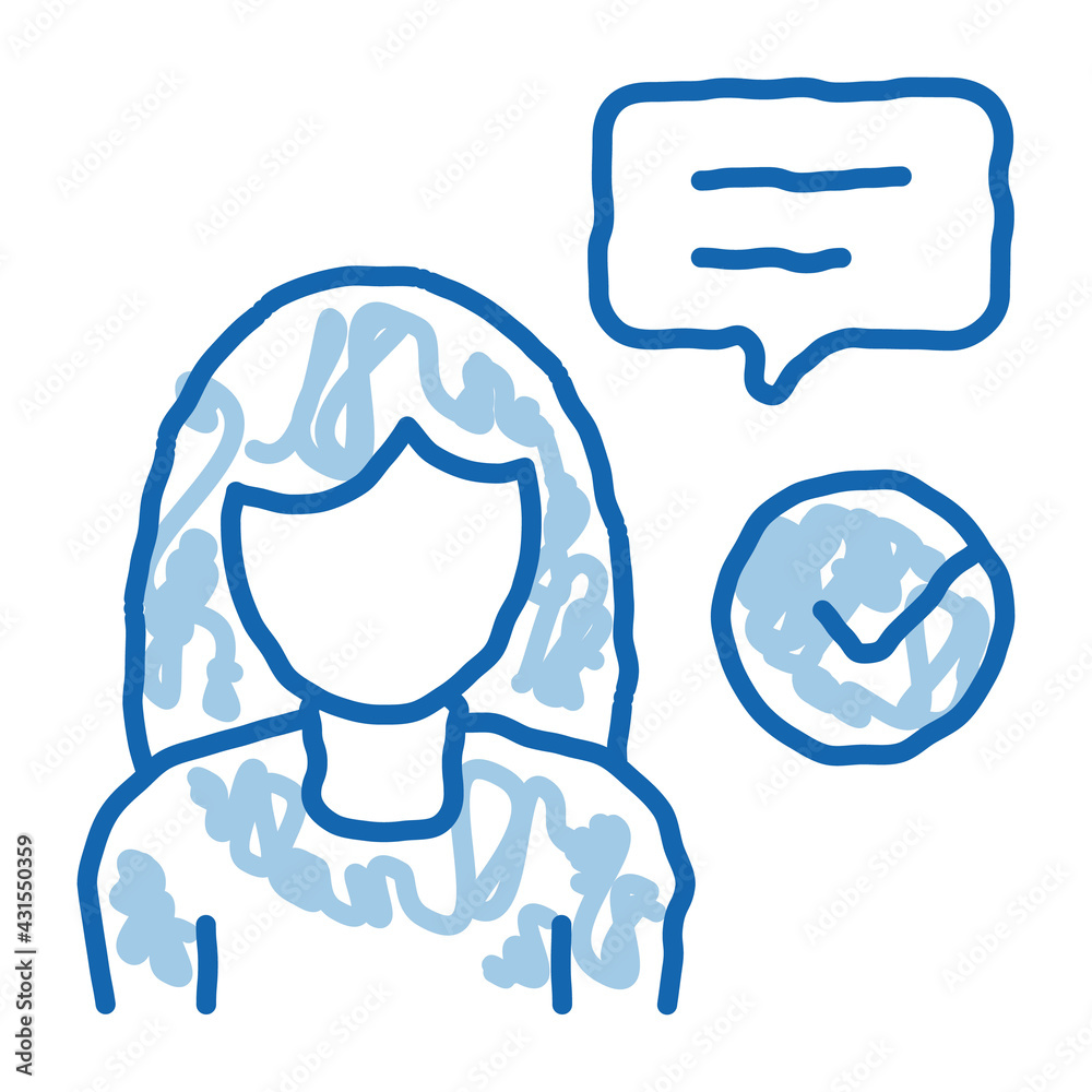 Woman Approved doodle icon hand drawn illustration Woman Approved doodle icon hand drawn illustration
