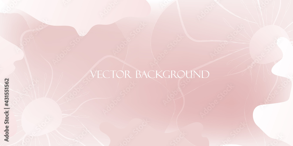 Soft pink floral background. Minimalistic design. A dusty rose. Wedding invitation, cover template. Vector illustration, eps