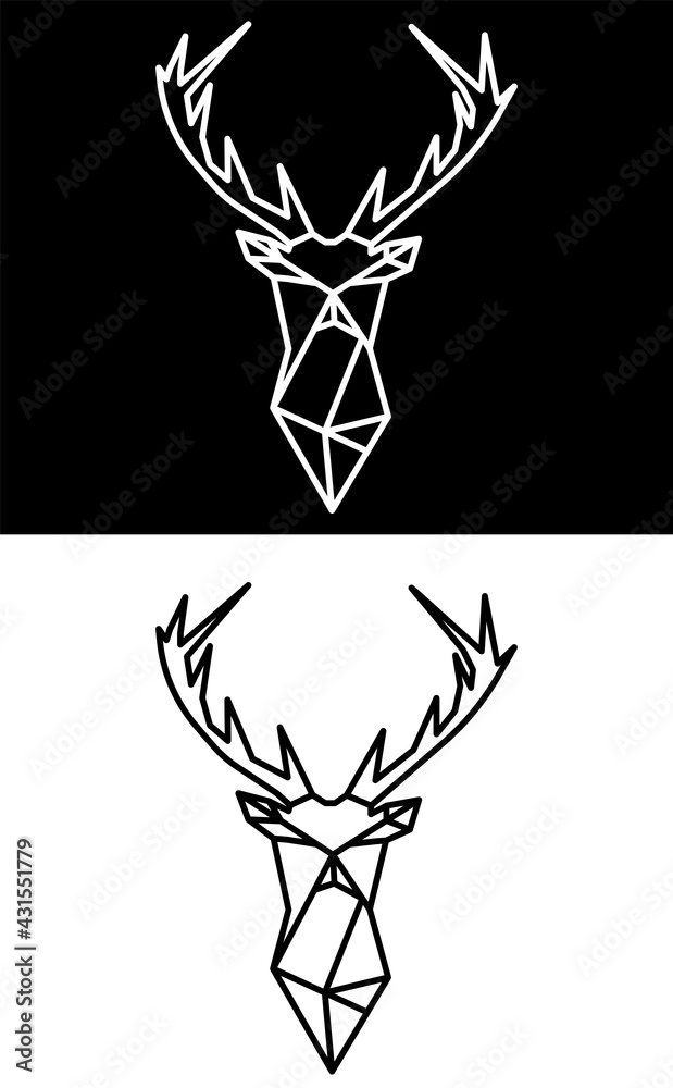 Minimal buck silhouette illustration, vector. Minimalist black and white wall art design. Modern printable poster design. Wall art, artwork