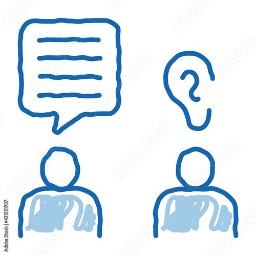 Speak And Listen doodle icon hand drawn illustration