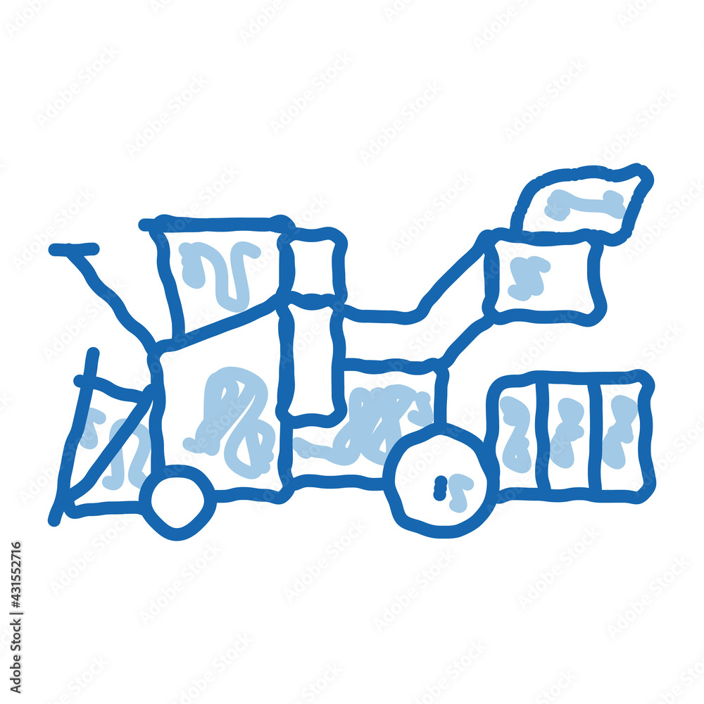Harvester Machine doodle icon hand drawn illustration Harvester Machine doodle icon hand drawn illustration