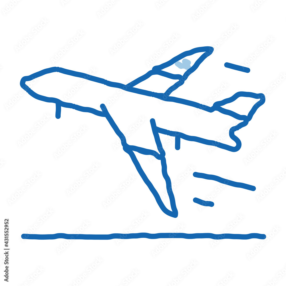 Take Off Airplane Airport doodle icon hand drawn illustration