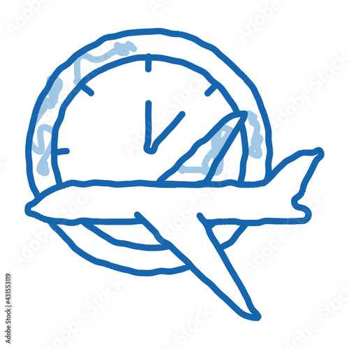 Plane Fly Time Or Lateness doodle icon hand drawn illustration
