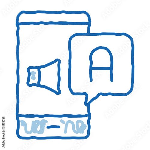 Smartphone Translator App doodle icon hand drawn illustration