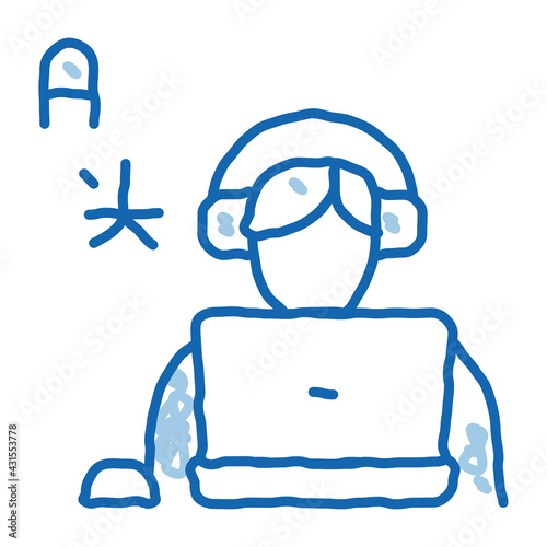 Human Learn Foreign Language doodle icon hand drawn illustration