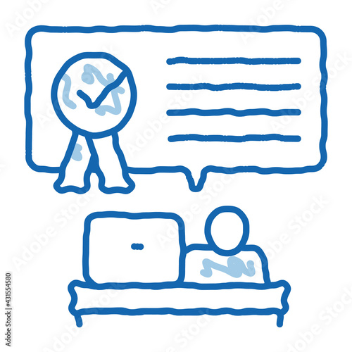Employee Strives For Victory doodle icon hand drawn illustration