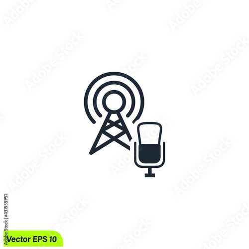 microphone news icon broadcasting symbol logo template simple design element