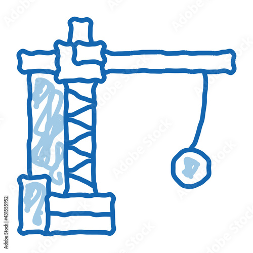 Demolition Crane doodle icon hand drawn illustration