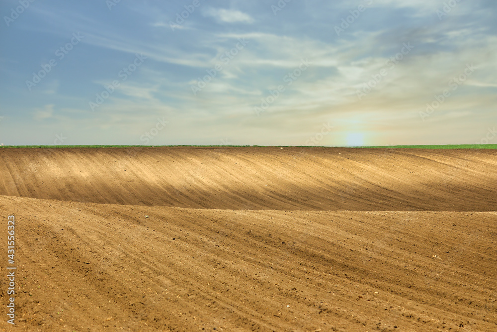 plowed field landscape agriculture spring season