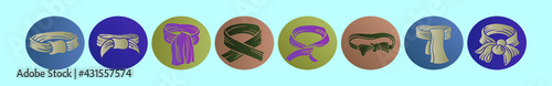 set of cravat cartoon icon design template with various models. vector illustration isolated on blue background