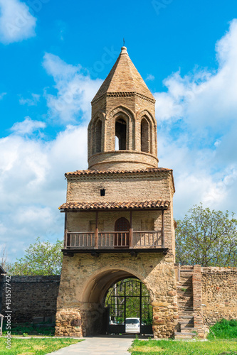 Stone fence of old orthodox church Samtavisi, Georgia photo