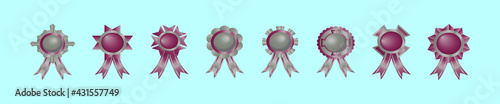 set of cockade with ribbon cartoon icon design template with various models. vector illustration isolated on blue background