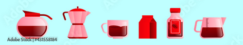 set of coffee cartoon icon design template with various models. vector illustration isolated on blue background