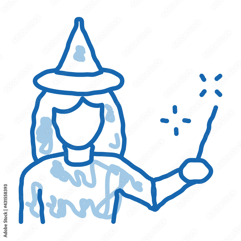 Wizard Woman doodle icon hand drawn illustration Wizard Woman doodle icon hand drawn illustration