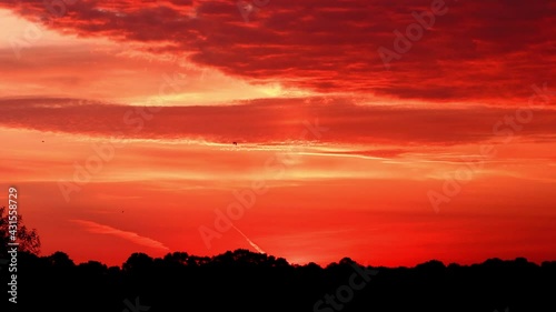 red sky in the morning, nature landscape
