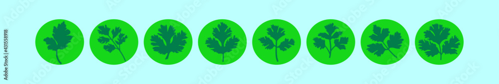 Obraz premium set of cilantro cartoon icon design template with various models. vector illustration isolated on blue background