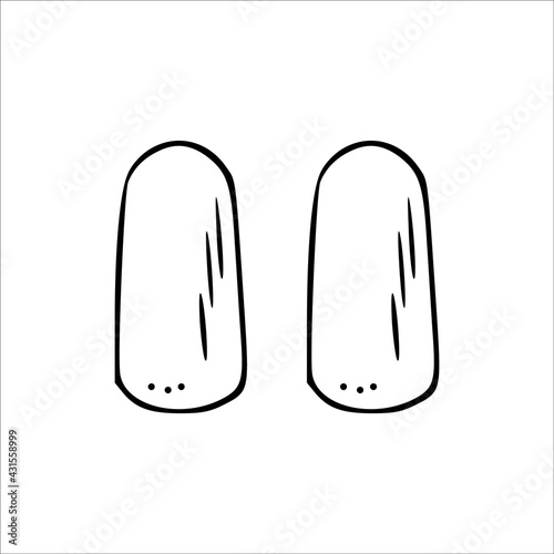 Earplugs doodle icon. Vector isolated illustration of protection noise.
