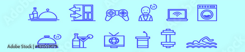 set of concierge cartoon icon design template with various models. vector illustration isolated on blue background