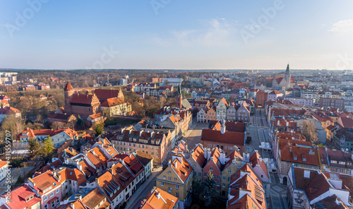 Panorama of Olsztyn - old town - castle, garrison church, town hall, evangelical church