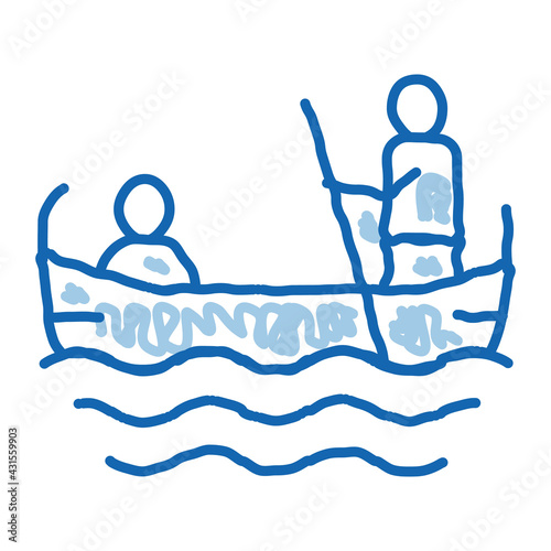Gondola Boat doodle icon hand drawn illustration