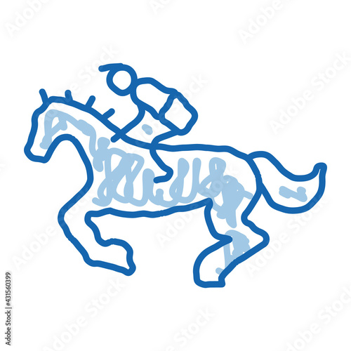 Running Horse doodle icon hand drawn illustration