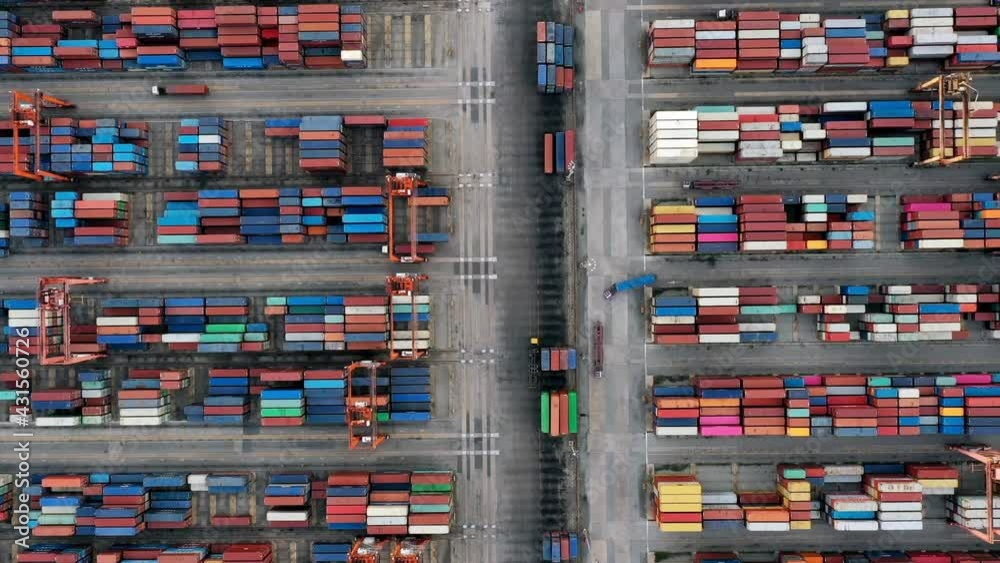 Time lapse,Aerial view At  container ship terminal,Industrial business import and export Logistics and Supply Chain