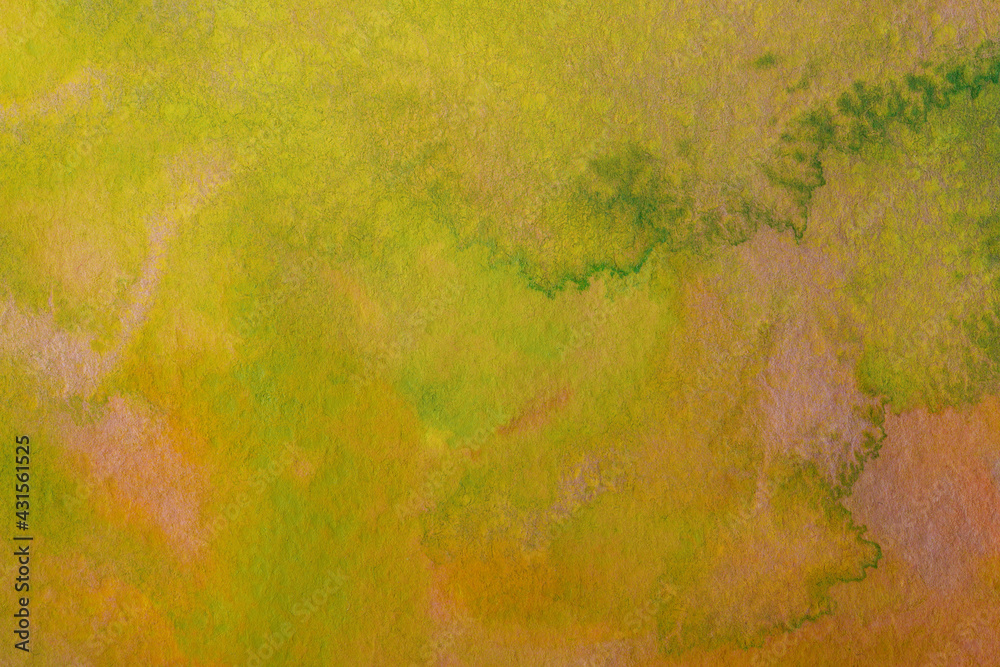 Watercolor paper background with texture. Paint yellow with green