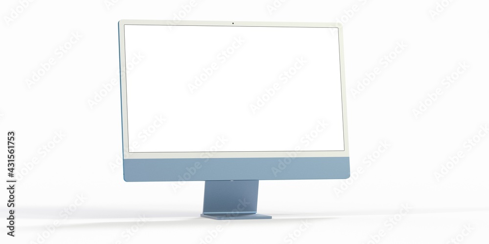 Computer display mock up with blank white screen. Stylish desktop computer mockup. 3d Computer display mock up with blank white screen. Stylish desktop computer mockup. 3d