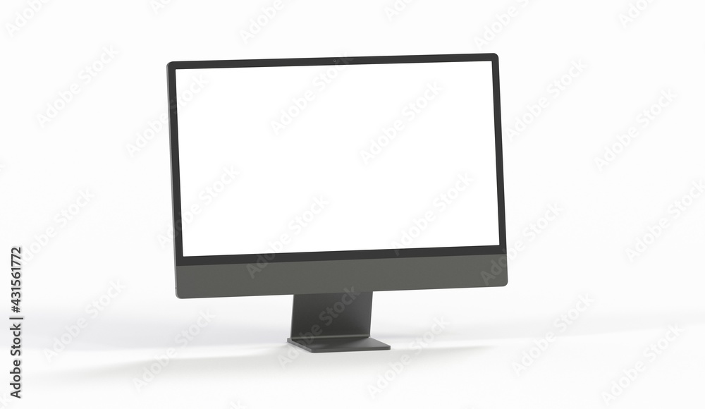 Computer display with blank white screen 3d Computer display with blank white screen 3d