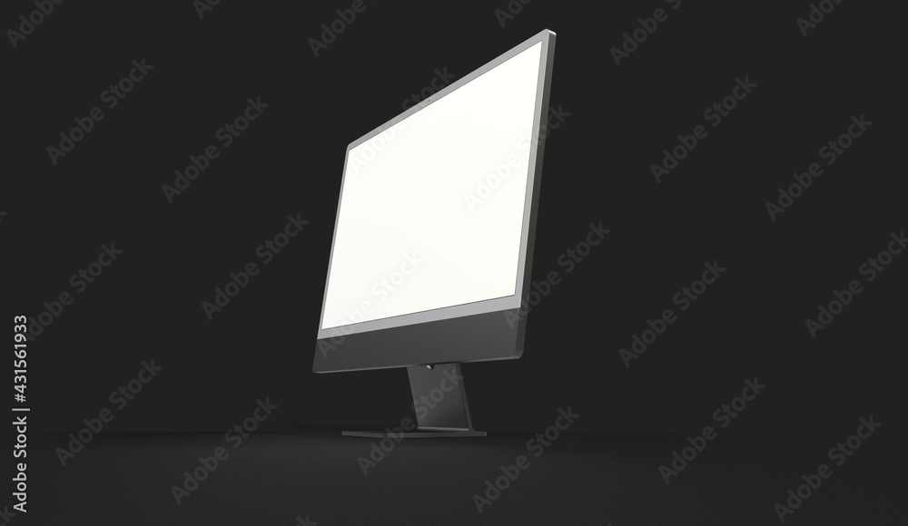 Realistic flat screen computer monitor 3de style mockup with blank screen isolated 3d Realistic flat screen computer monitor 3de style mockup with blank screen isolated 3d