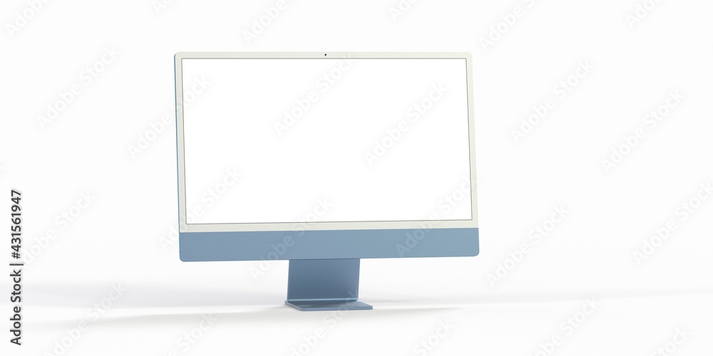 Computer display mock up with blank white screen. Stylish desktop computer mockup. 3d Computer display mock up with blank white screen. Stylish desktop computer mockup. 3d