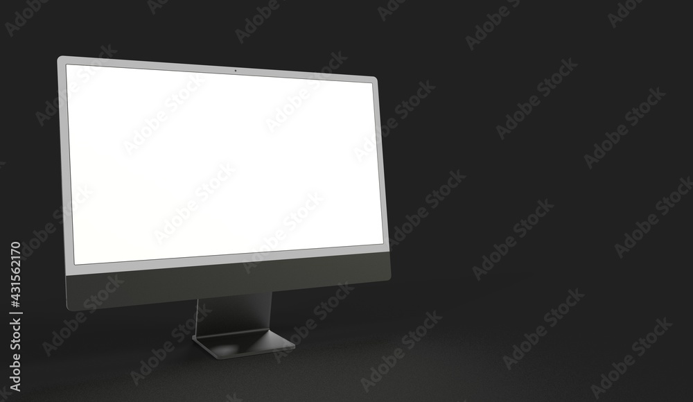 Realistic flat screen computer monitor 3de style mockup with blank screen isolated 3d Realistic flat screen computer monitor 3de style mockup with blank screen isolated 3d