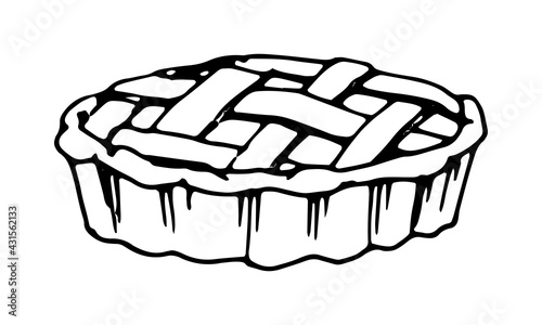 Apple pie hand drawn vector sketch illustration